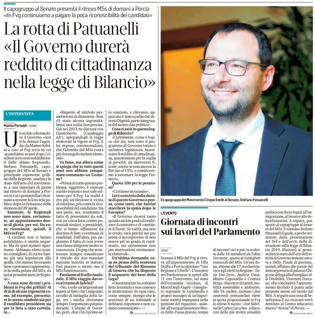 FOTO 20180908-messaggeroveneto-intervista-patuanelli